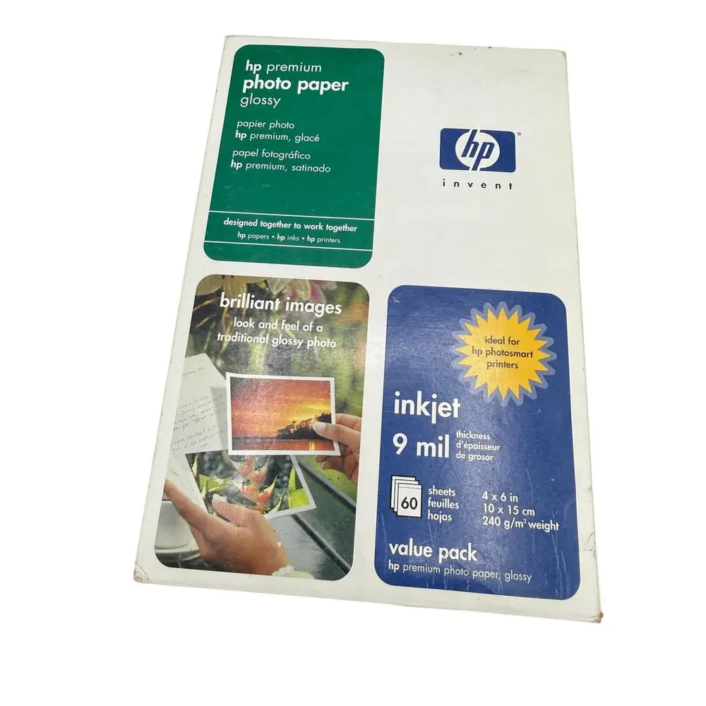 📦HP Premium Photo Paper Glossy 4x6 Sheets Lot of 3 Vintage Y2K Inkjet Print USA